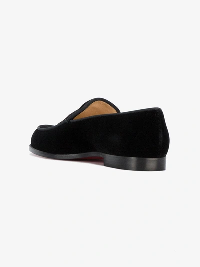 Shop Christian Louboutin Perou Corazon Velvet Loafers In Black