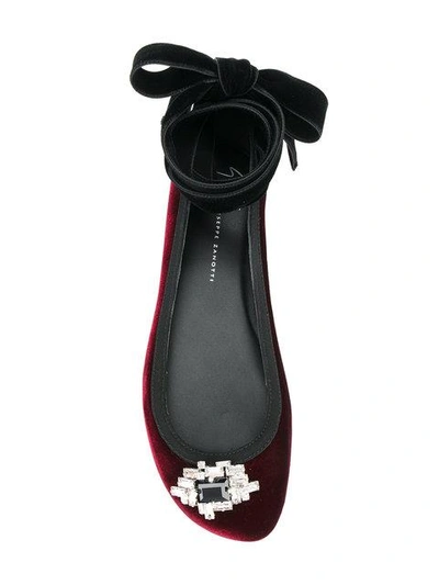 Shop Giuseppe Zanotti Giorgia Wrap Ankle Ballerinas In Red