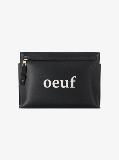 Shop Loewe Black Oeuf Leather Pouch