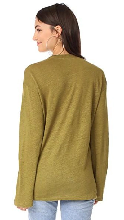 Shop Iro Aletty Lace Up Long Sleeve Tee In Light Khaki