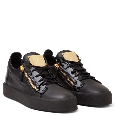 Shop Giuseppe Zanotti - Black Nappa Leather Low Top Sneaker Nicki