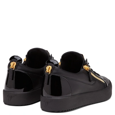 Shop Giuseppe Zanotti - Black Nappa Leather Low Top Sneaker Nicki