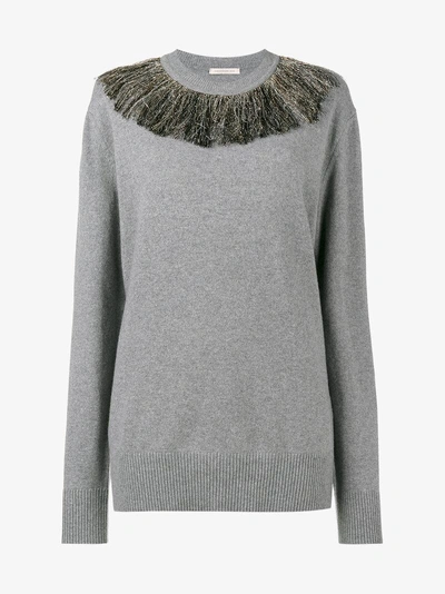 Shop Christopher Kane Metallic Fringe Sweater In Grey