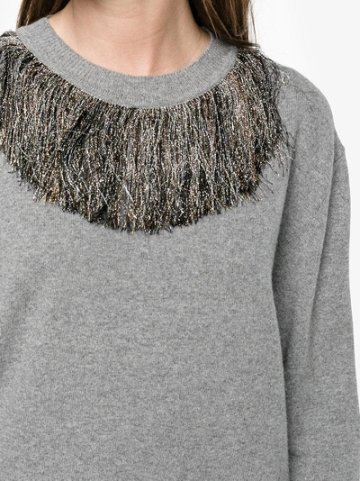 Shop Christopher Kane Metallic Fringe Sweater In Grey