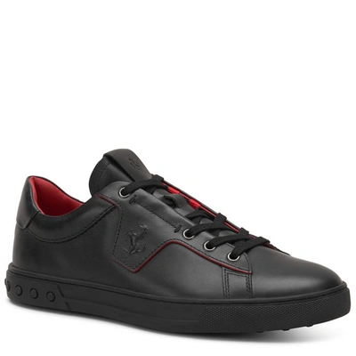 Tod's For Ferrari Sneakers In Leather In Black