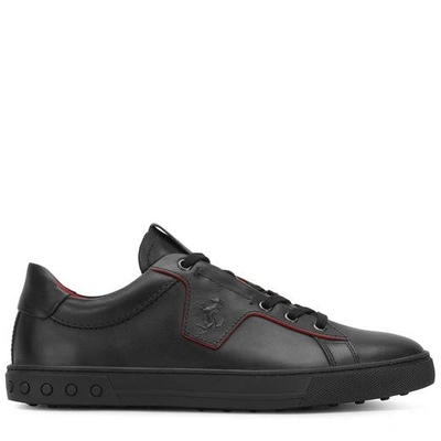 Shop Tod's For Ferrari Sneakers In Leather In Black