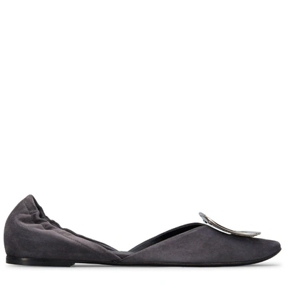 Roger Vivier Chips Ballerinas In Suede In Grey