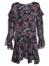 Iro Averen Ruffled Floral-print Chiffon Mini Dress In Black