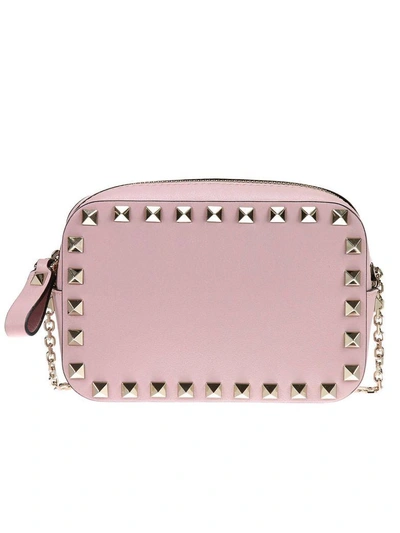 Shop Valentino Mini Bag Rockstud Leather Crossbody With Studs In Pink