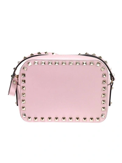 Shop Valentino Mini Bag Rockstud Leather Crossbody Bag With Studs In Pink