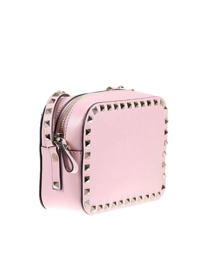 Shop Valentino Mini Bag Rockstud Leather Crossbody Bag With Studs In Pink