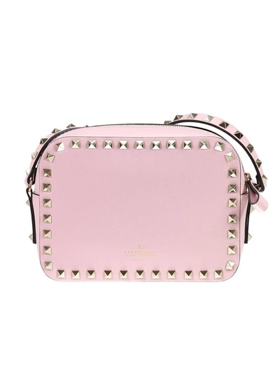 Shop Valentino Mini Bag Rockstud Leather Crossbody Bag With Studs In Pink