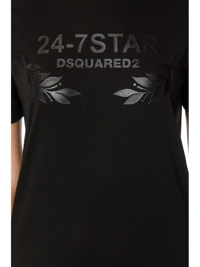 Shop Dsquared2 24- 7 Star Logo Cotton T-shirt In Black