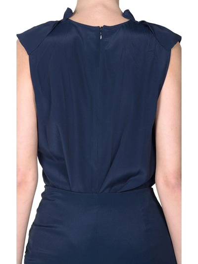 Shop Marni Ruffled Crepe De Chine Top In Blu