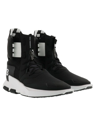 Y-3 Noci Nylon & Leather Boot Sneakers In Black
