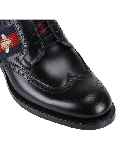 Shop Gucci Brogue Shoes Oxford Spirit Shoes With Web Bands And Bee In Black