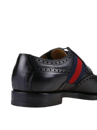 Shop Gucci Brogue Shoes Oxford Spirit Shoes With Web Bands And Bee In Black