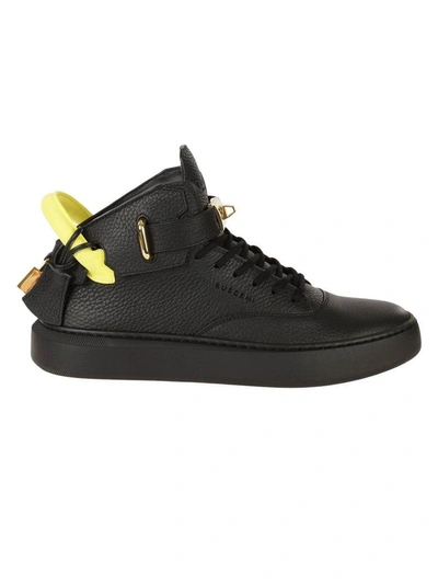 Shop Buscemi Neon Detail Hi-top Sneakers In Black Yellow