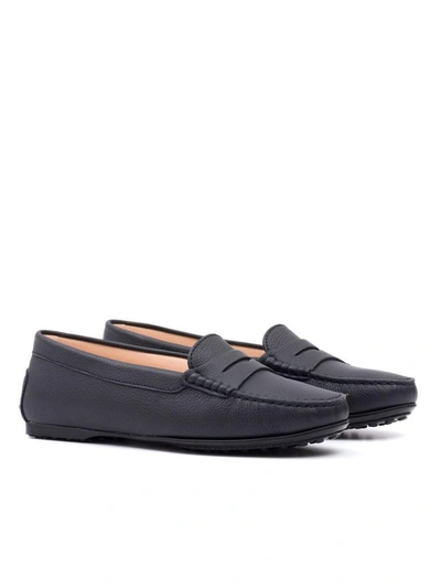 Shop Tod's City Gommino Leather Loafers In Blue
