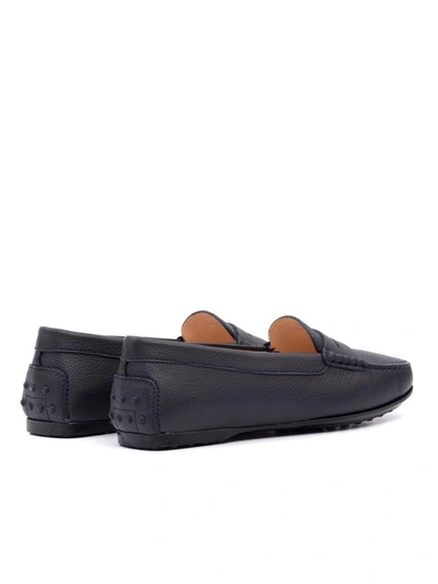 Shop Tod's City Gommino Leather Loafers In Blue