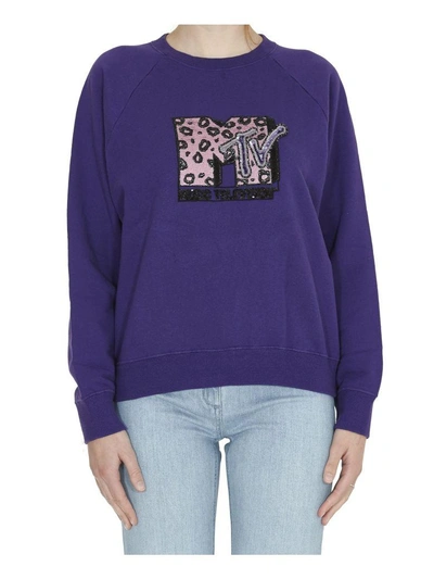 Shop Marc Jacobs Mtv Raglan Sweatshirt In Purple