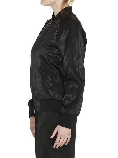 Shop Valentino Rockstud Bomber Jacket In Black