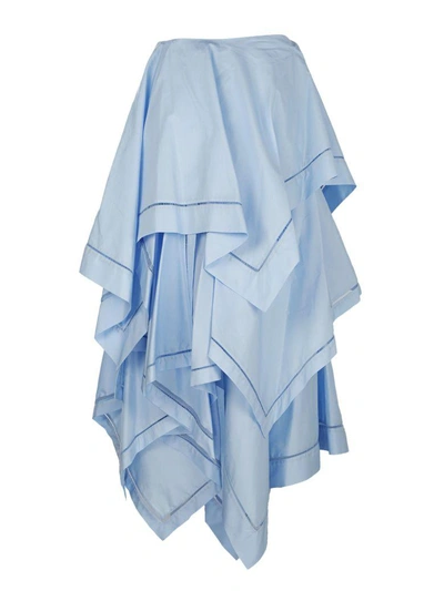 Shop Jw Anderson Maxi Handkerchief Skirt W Fagotting Trim In Bayblue