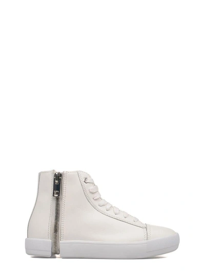 Shop Diesel White Nentish Leather High-top Sneakers