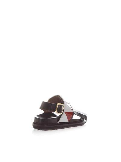 Shop Marni Fussbett Leather Fringed Sandals In Black