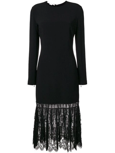 Shop Stella Mccartney Pleated Lace Hem Dress In Black