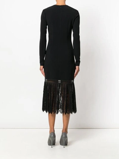 Shop Stella Mccartney Pleated Lace Hem Dress In Black