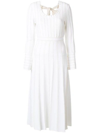 Shop Fendi Tie Back Midi Dress In White