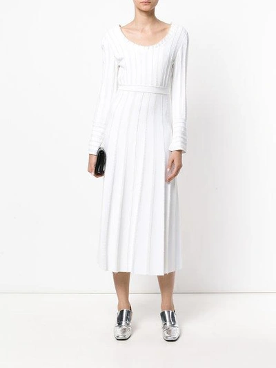 Shop Fendi Tie Back Midi Dress In White