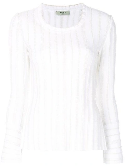 Shop Fendi Knitted Fitted Top In Multicolour