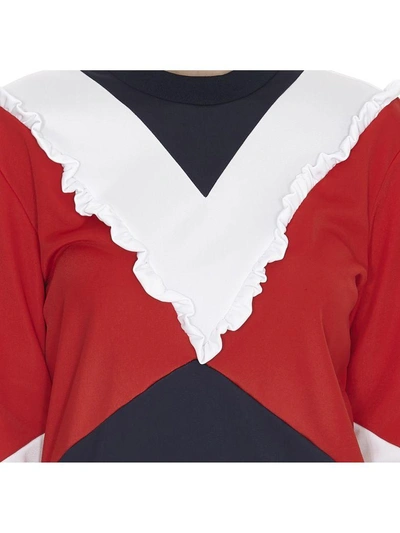 Shop Msgm Sweatshirt In White Blue Red