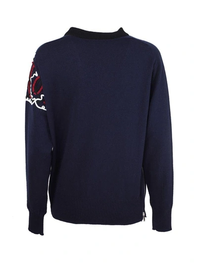 Shop Sacai Bandana Pattern Sweater In Blue