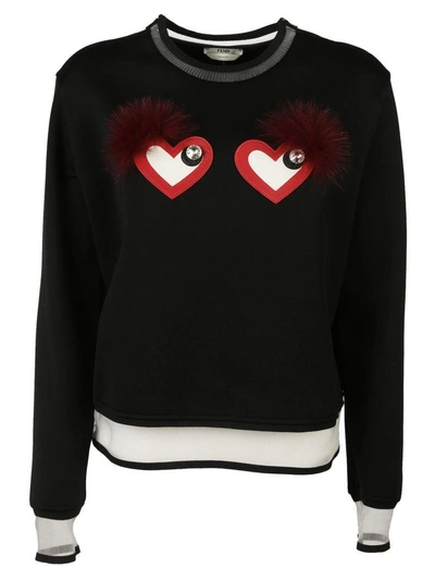 Shop Fendi Beating Hearts Sweatshirt In Black