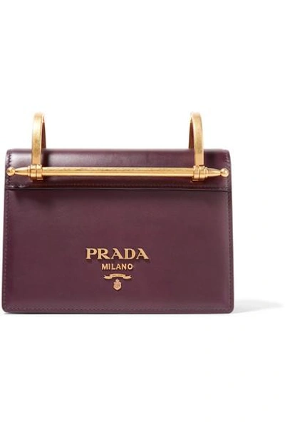 Shop Prada Pattina Leather Shoulder Bag In Merlot