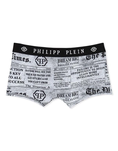 Shop Philipp Plein Boxer Short "sad" In Grey
