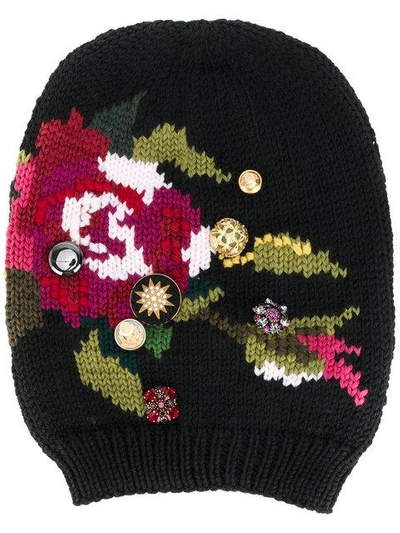 Shop Dolce & Gabbana Floral Embroidered Beanie