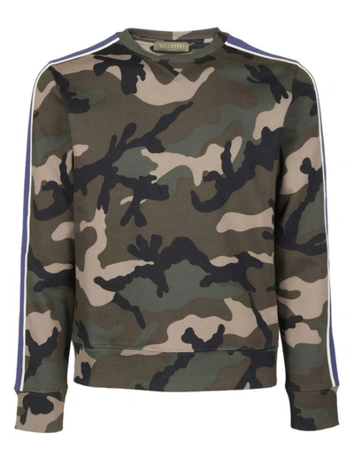 Shop Valentino Crew Neck Sweatshirt In Camouflage