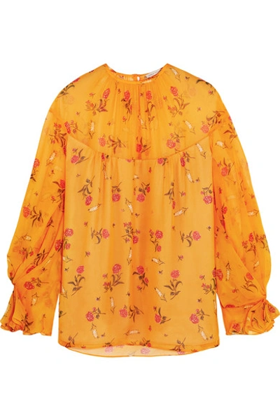 Shop Emilia Wickstead Lauren Floral-print Silk-chiffon Blouse