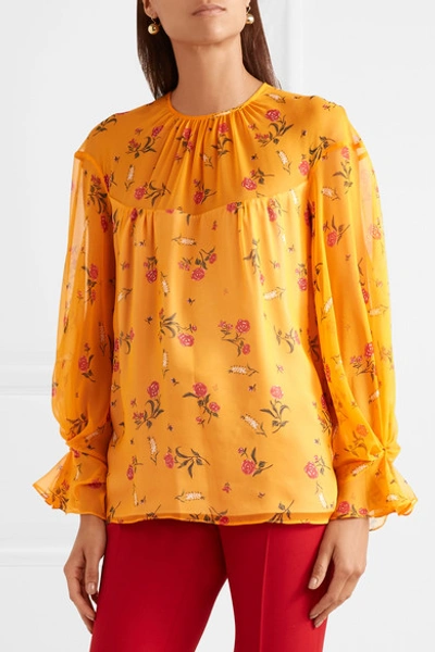 Shop Emilia Wickstead Lauren Floral-print Silk-chiffon Blouse