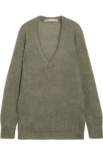 Shop Dion Lee Oversized Mohair-blend Sweater In Army Green