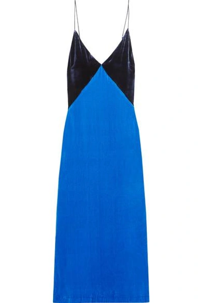 Shop Dion Lee Velvet Slip Dress In Bright Blue