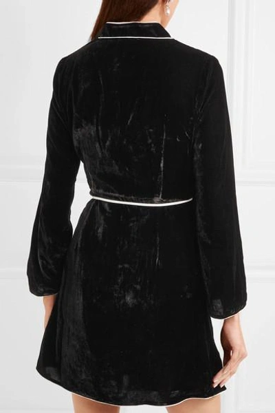 Shop Rixo London Iris Embroidered Velvet Wrap Dress