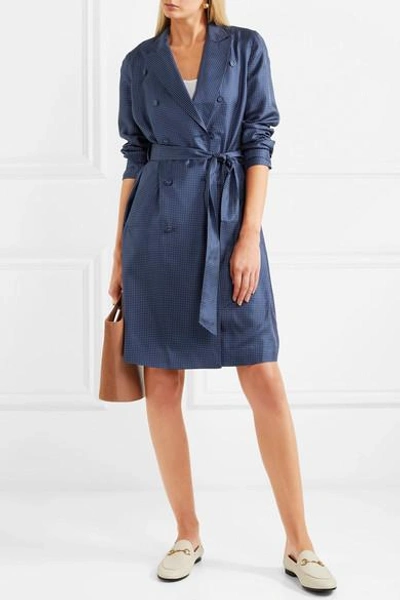 Shop Jcrew Gilbert Polka-dot Silk-satin Dress In Navy