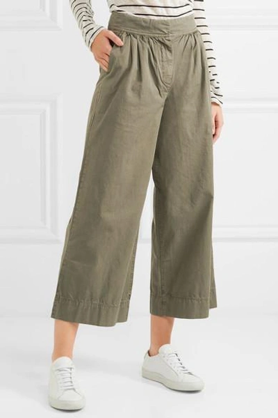 Shop Jcrew Kent Cotton Wide-leg Pants In Army Green