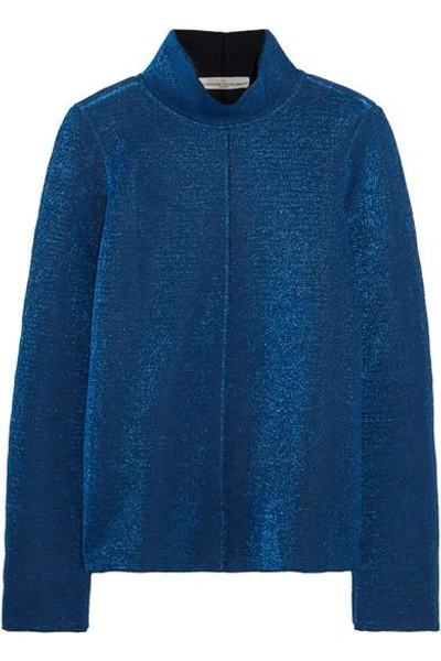 Shop Golden Goose Diana Metallic Knitted Top In Blue