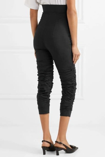 Shop Jacquemus Le Corsaire Froncé Ruched Stretch-wool Skinny Pants